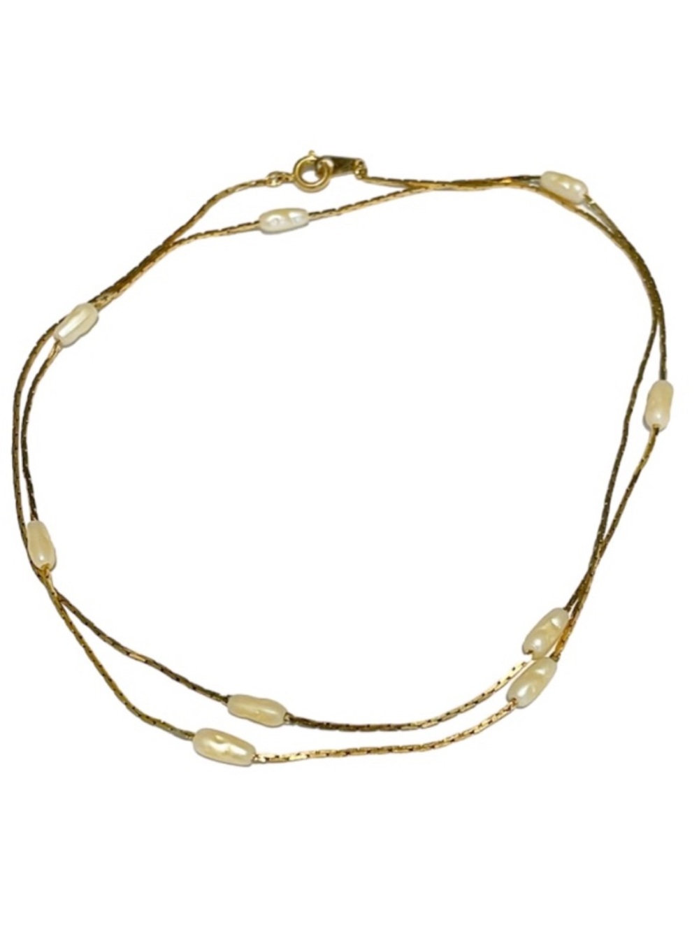 Vintage gold dainty beaded pearl necklace